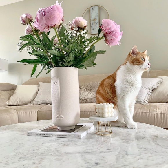 NWT H&M Stoneware Vase With Face Motif Light Beige - Picture 9 of 9